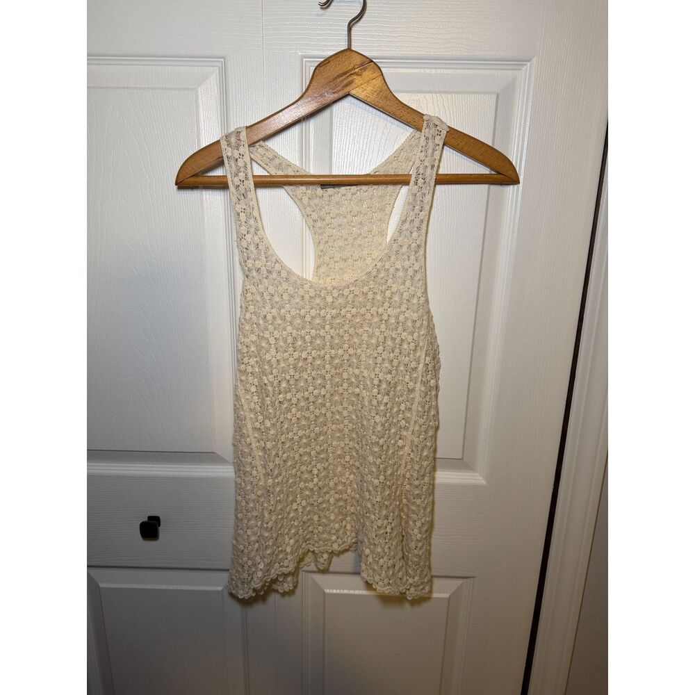 Finn & Clover Cream Crochet Lace Racerback Tank Top Women's Medium